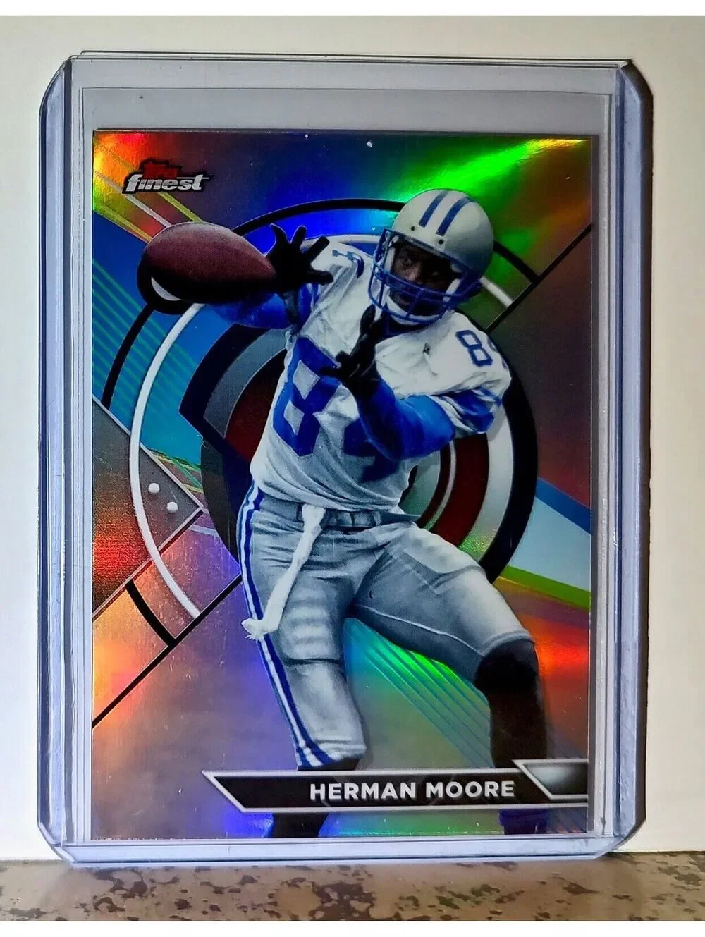 Herman Moore 2023 Topps Finest Refractor NFL #184 Football Card Detroit Lions